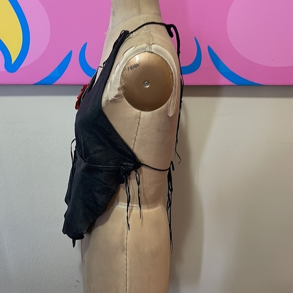 Artemis Leather Halter Top Rose Hand Made Vintage 1970s - Picture 9 of 12